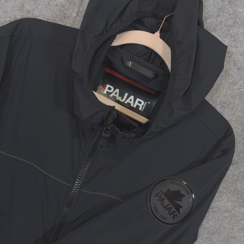 Pajar Canada Hooded Jacket Mens XL Black Spencer Rain Repellent Packable